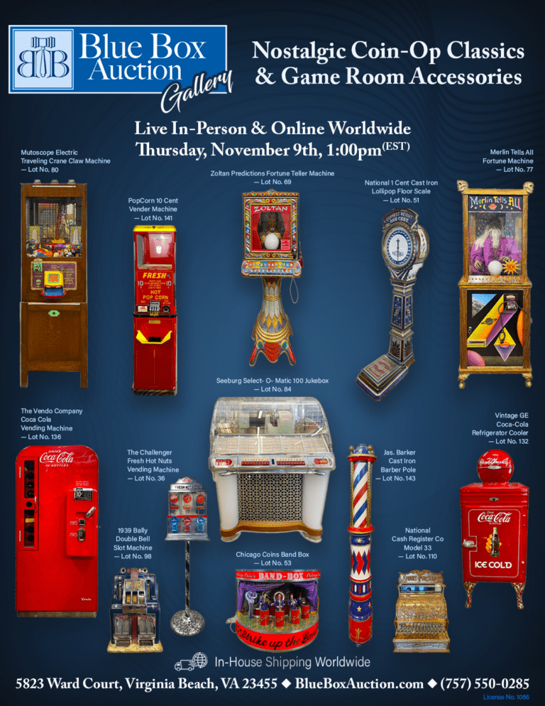 Reviving Retro: Blue Box Auction Gallery Hosts In-Person Auction of Vintage Coin-Operated Machines