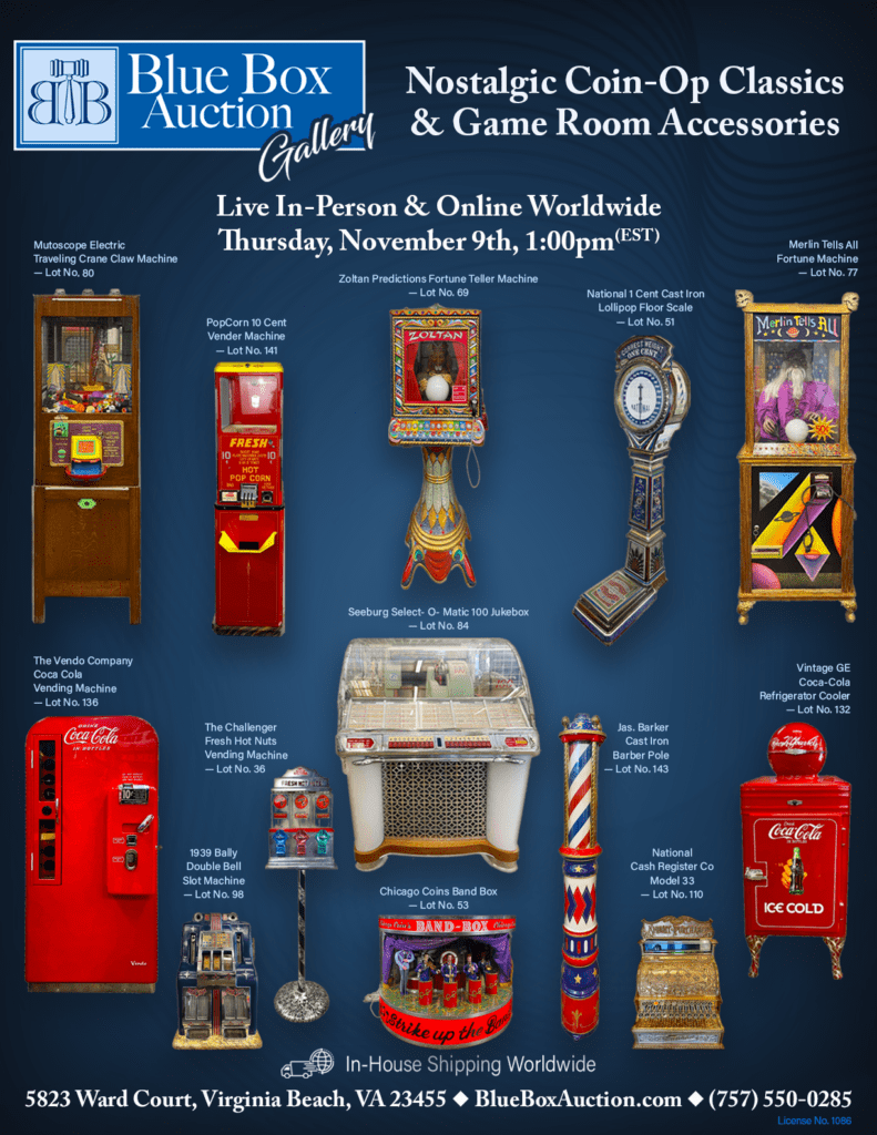 Reviving Retro: Blue Box Auction Gallery Hosts In-Person Auction of Vintage Coin-Operated Machines