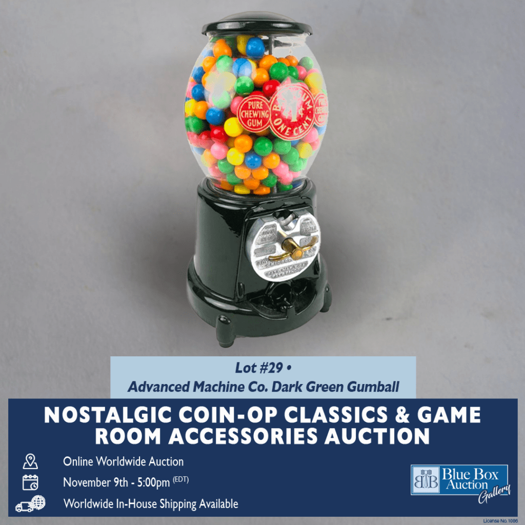 Lot 29: Advanced Machine Co. dark green gumball machine