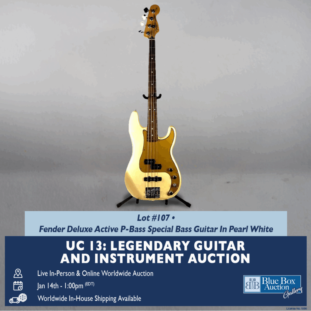 Lot 107: Fender Deluxe Active P-Bass Special bass guitar in pearl white