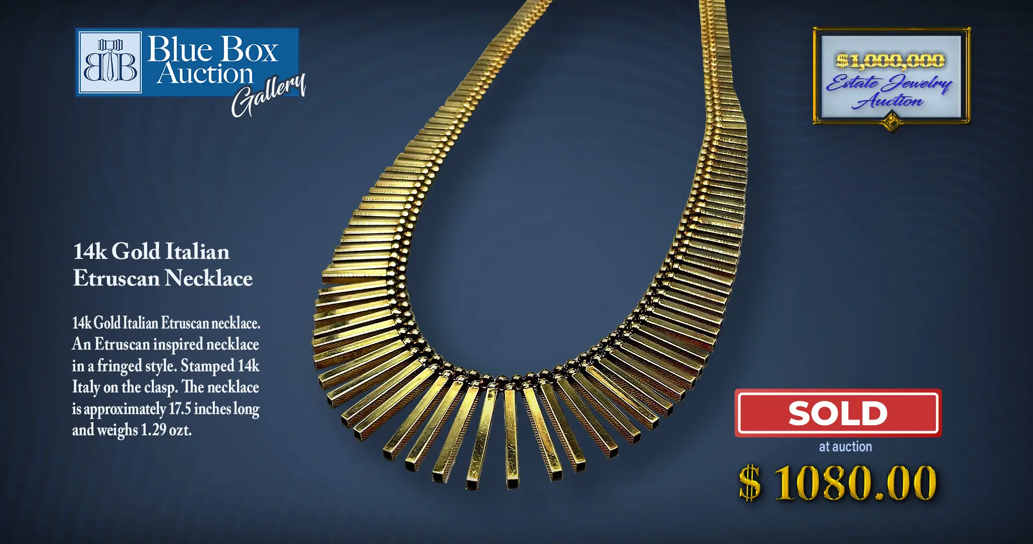 Gold Italian Etruscan Necklace