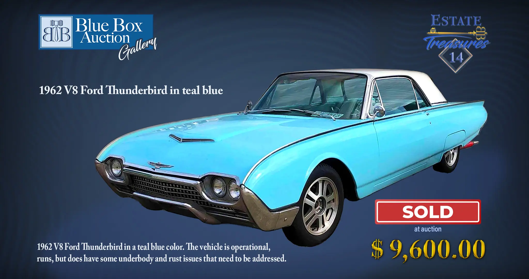 1962 V8 Teal Ford Thunderbird